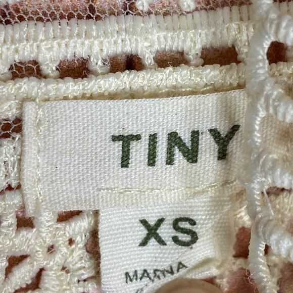 Anthropologie Tiny XS Celine Lace Top Blouse Cream Crochet Neckline Romancecore - Picture 7 of 9